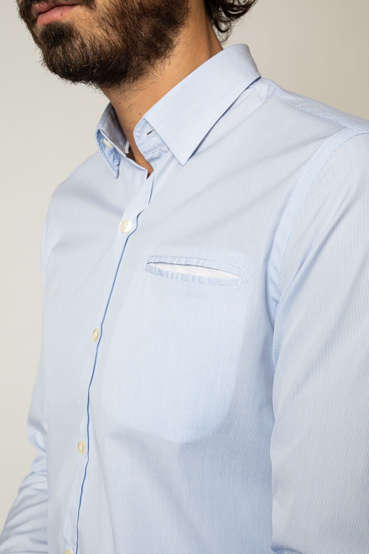 W. Vassily - Thin Blue Stripes Shirt 100% GOTS cotton