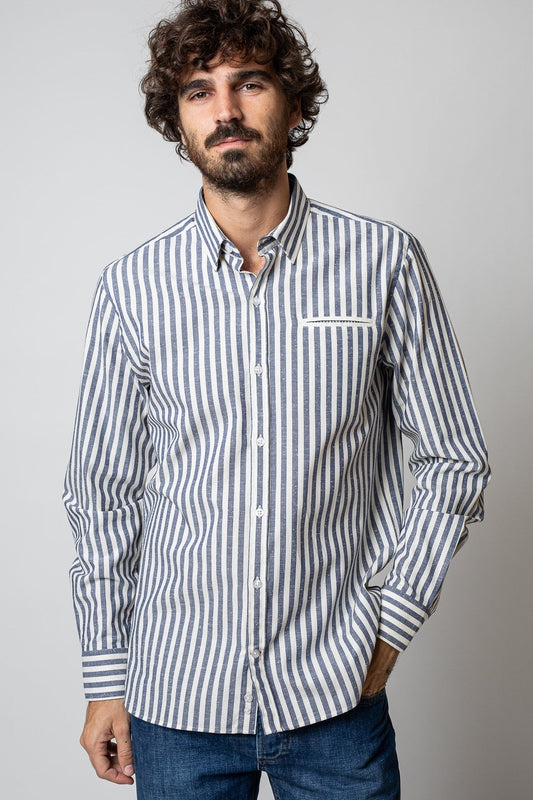 W. Sako - Blue Stripes Shirt 100% GOTS cotton