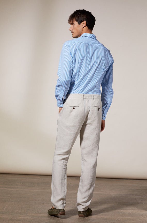 Ludo Light Beige Linen Chino Trousers